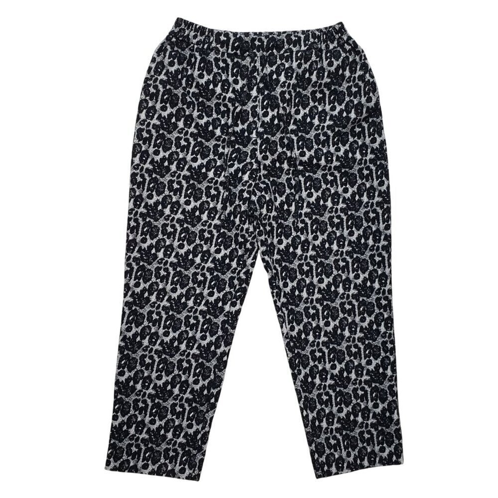 Zara‎ Animal Print Pull On Pants Pockets Lounge Casual Leopard B&W Womens Large